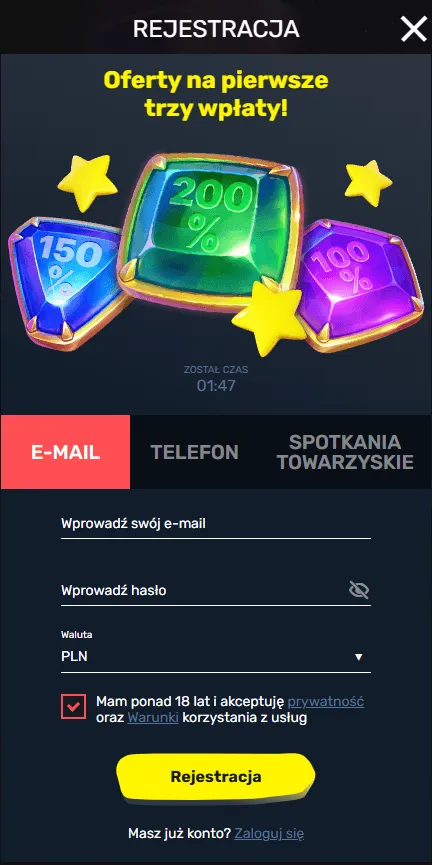 Rejestracja w Slottyway casino